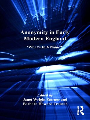cover image of Anonymity in Early Modern England